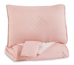 Warmstead Furniture - Ashley Furniture - Lexann Full Comforter Set - Full Comforter Set / Pink/White/Gray - Q901003F