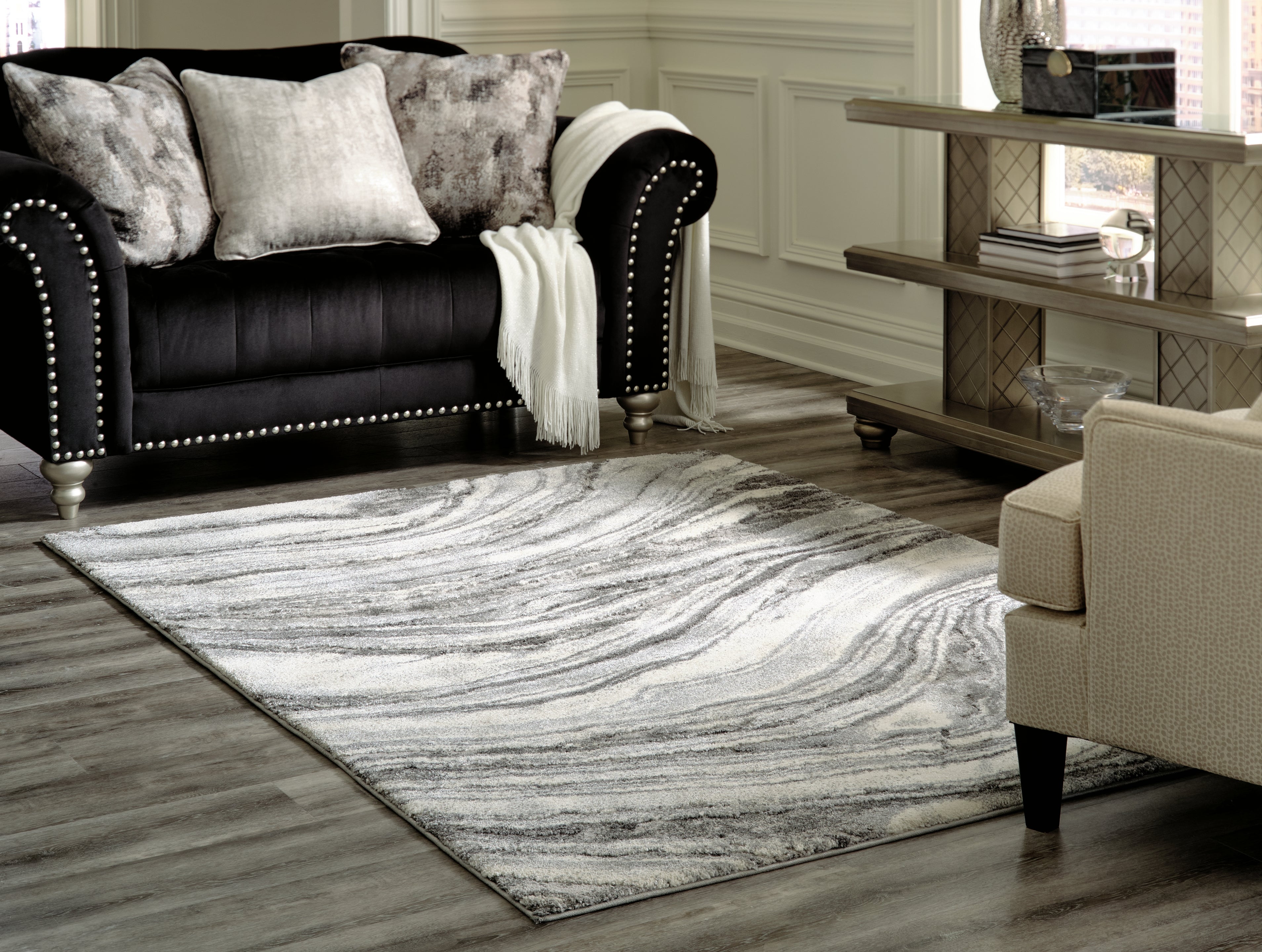 Warmstead Furniture - Ashley Furniture - Wysdale Rug - 5'3" x 7'3" Rug / Ivory/Gray - R404902