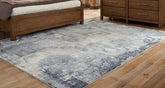 Warmstead Furniture - Ashley Furniture - Langrich Rug - 5'3" x 7'3" Rug / Blue/Gray/Cream - R406132
