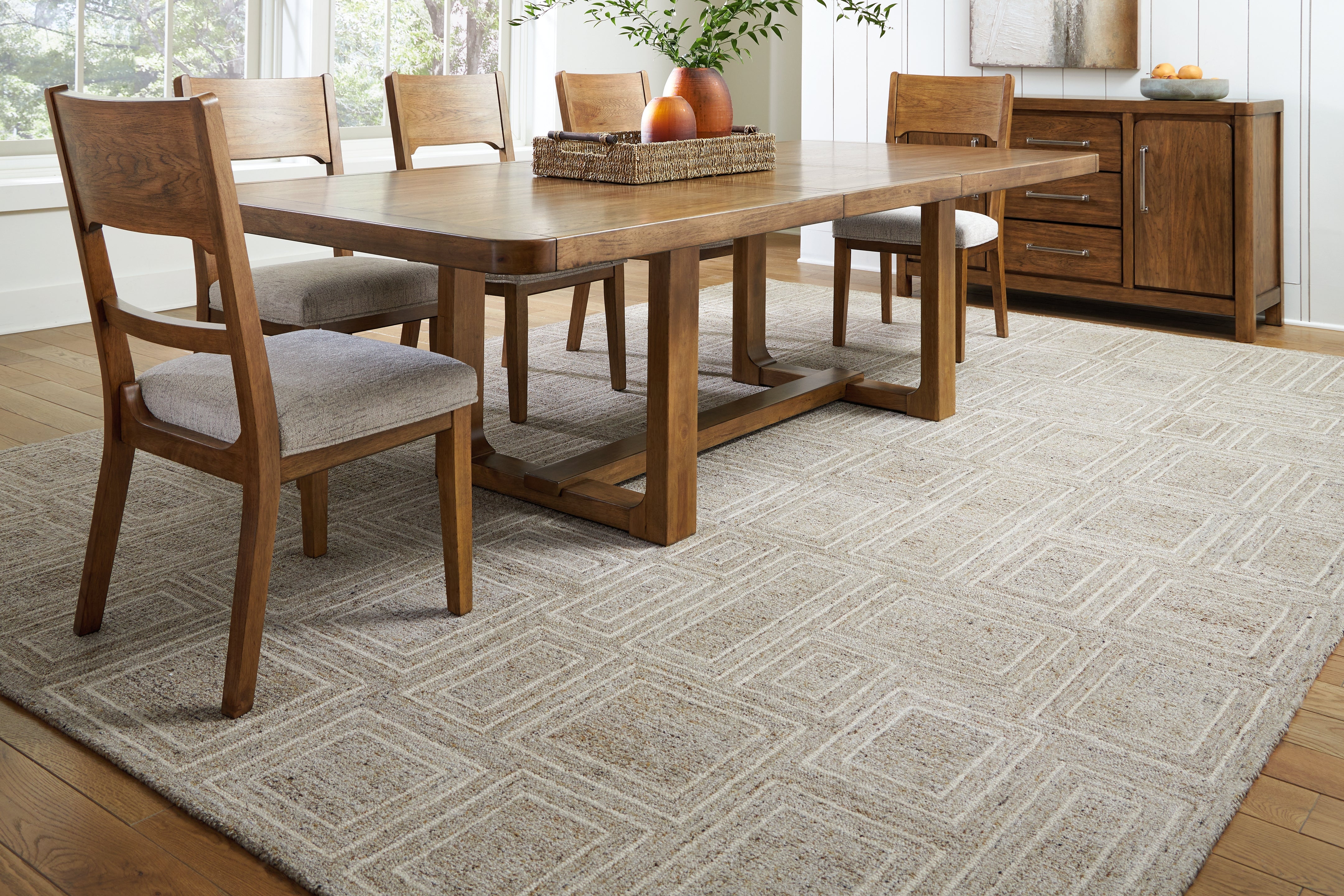 Warmstead Furniture - Ashley Furniture - Brickburgh Rug - 5' x 7' Rug / Gray/Ivory/Honey - R406902