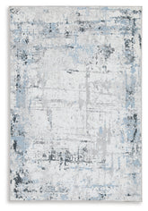 Warmstead Furniture - Ashley Furniture - Emertonly Rug - 5' x 7' Washable Rug / Blue/White/Gray - R406982