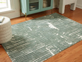 Warmstead Furniture - Ashley Furniture - Cayworth Rug - 5' x 7' Rug / Teal/White - R407092