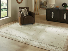 Warmstead Furniture - Ashley Furniture - Dot Rug - 7'8" x 10' Area Rug / Cream/Brown/Taupe - R407651
