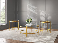 Warmstead Furniture - Ashley Furniture - Pearlox Table (Set of 3) - Occasional Table Set (3/CN) / Gold - T173-13