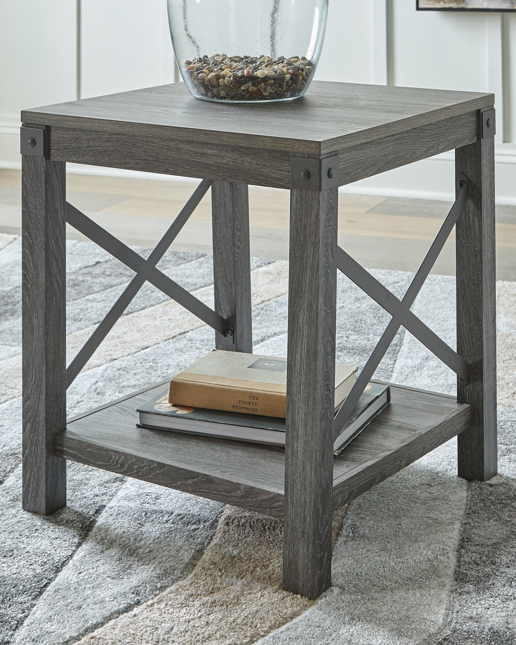 Warmstead Furniture - Ashley Furniture - Freedan End Table - Square End Table / Grayish Brown - T175-2