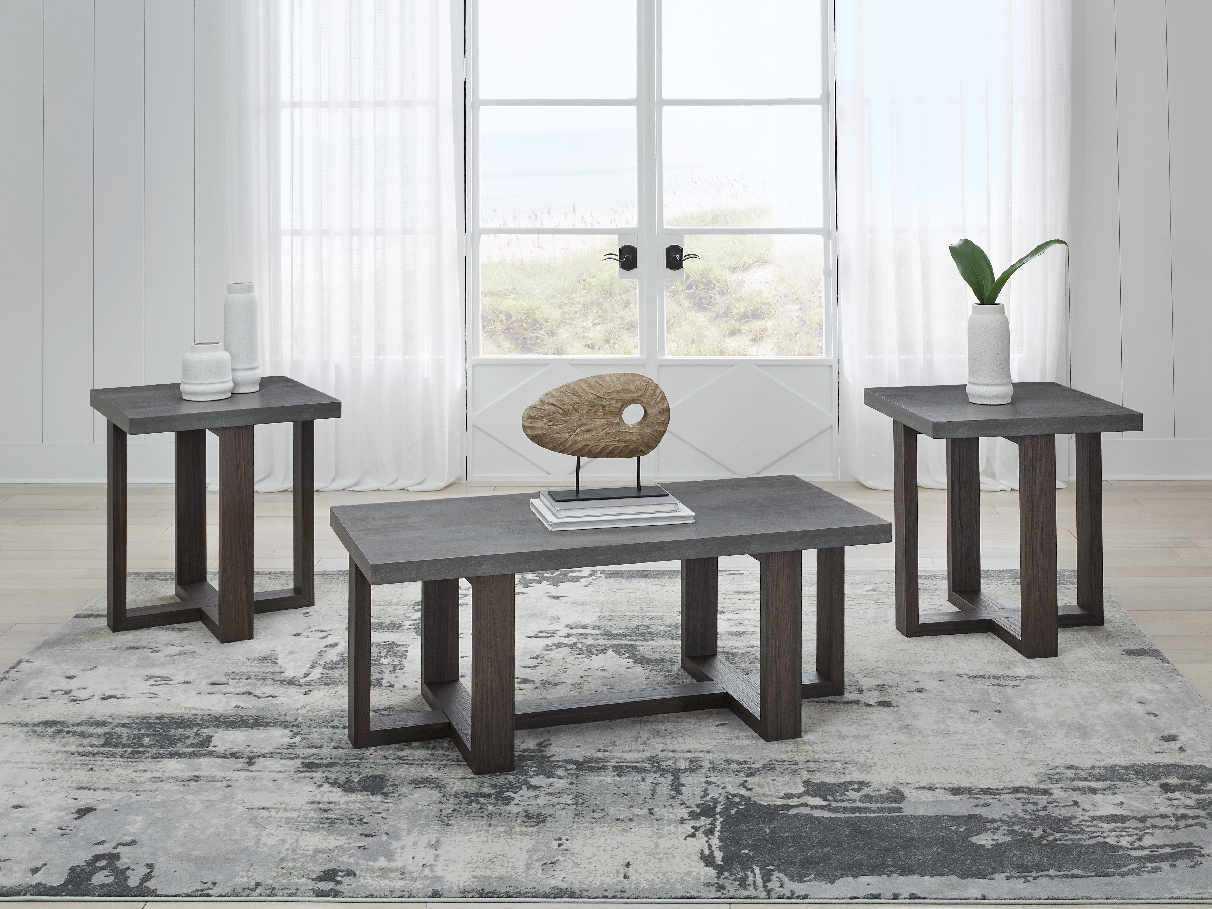 Warmstead Furniture - Ashley Furniture - Dynnford Table (Set of 3) - Occasional Table Set (3/CN) / Gray/Brown - T216-13