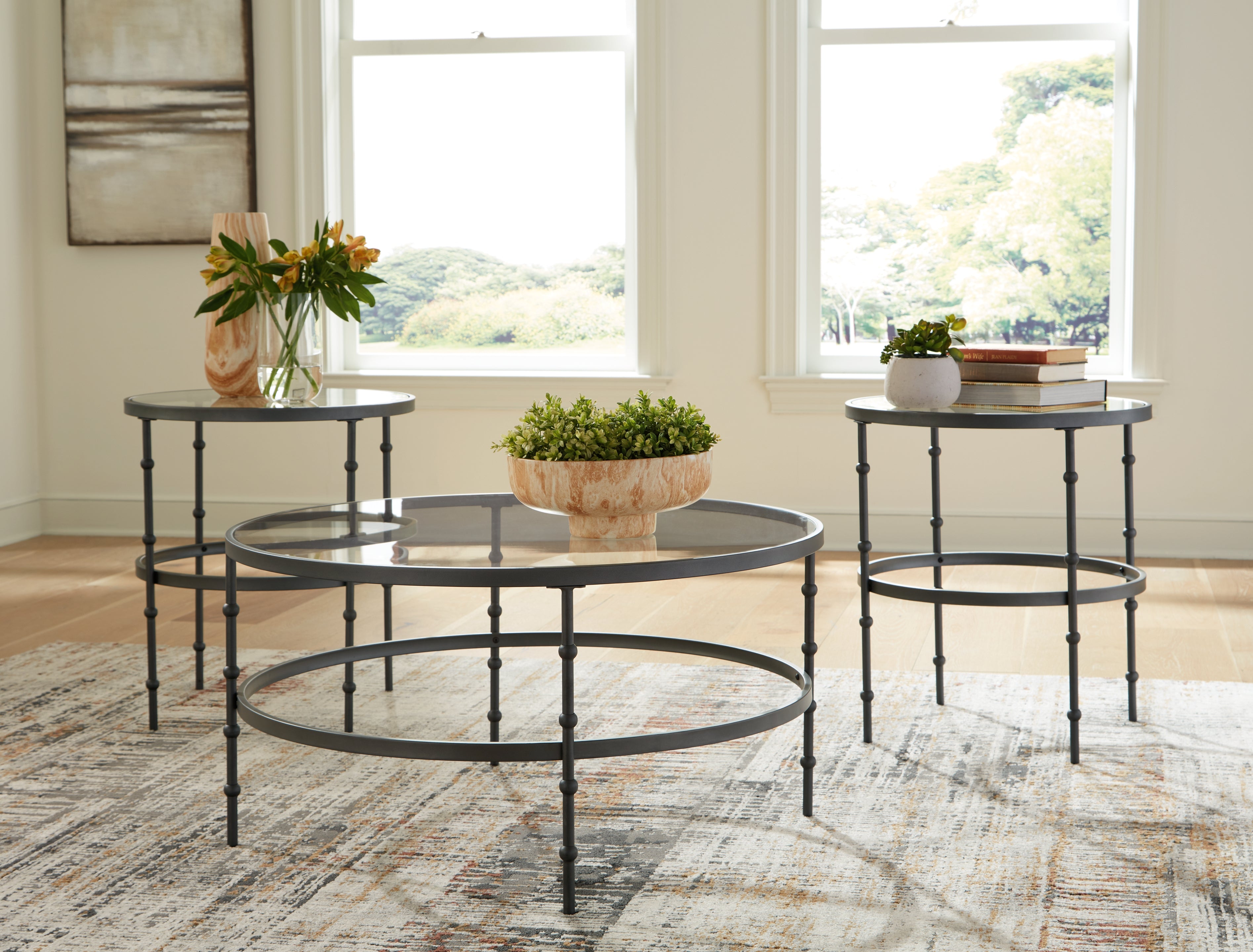 Warmstead Furniture - Ashley Furniture - Kellyco Table (Set of 3) - Occasional Table Set (3/CN) / Gunmetal - T246-13