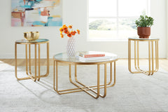 Warmstead Furniture - Ashley Furniture - Milloton Table (Set of 3) - Occasional Table Set (3/CN) / Gold - T398-13
