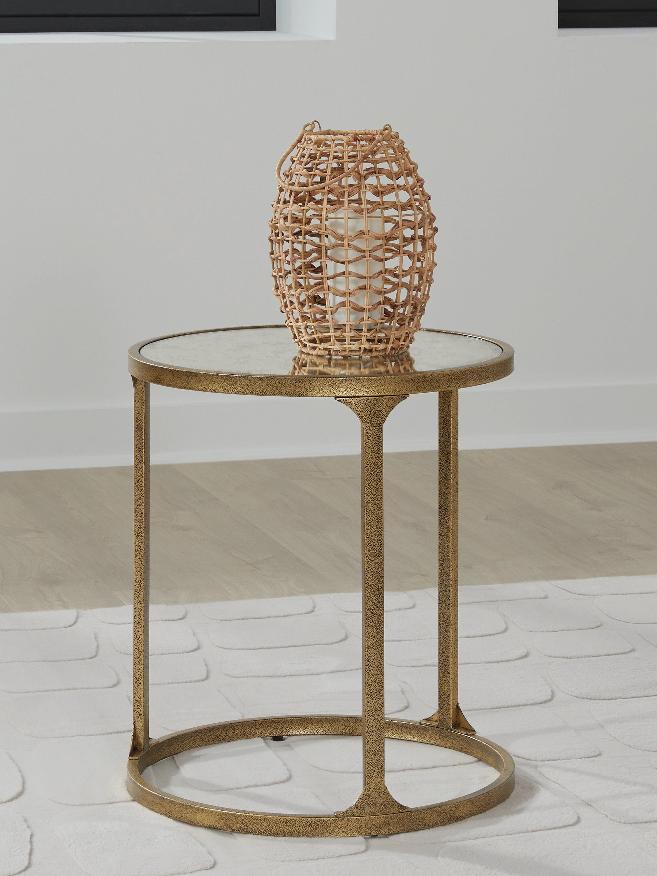 Warmstead Furniture - Ashley Furniture - Korajane End Table - Round End Table / Antique Gold - T399-6