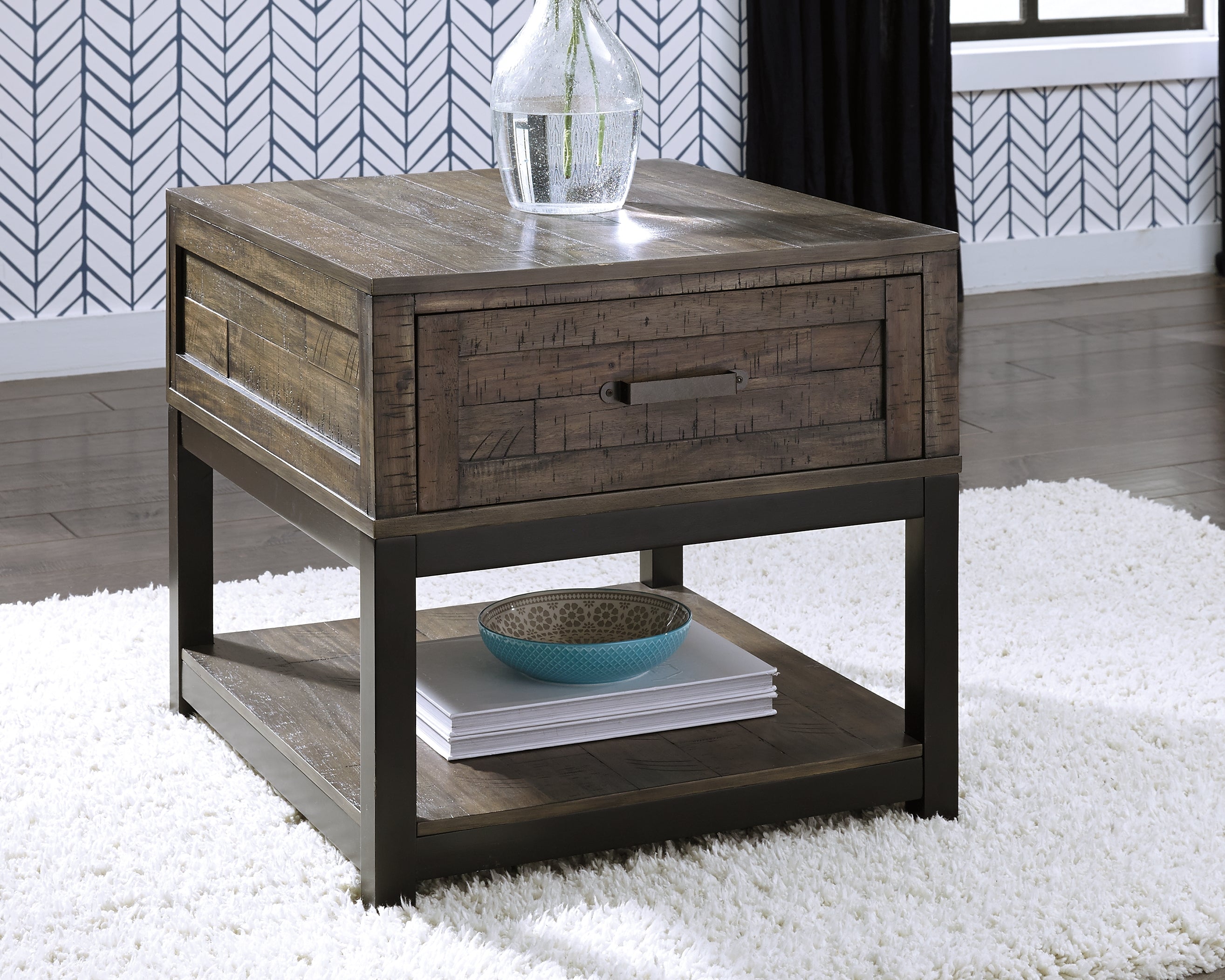 Warmstead Furniture - Ashley Furniture - Johurst End Table - Rectangular End Table / Grayish Brown - T444-3