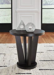 Warmstead Furniture - Ashley Furniture - Chasinfield End Table - Round End Table / Dark Brown - T458-6