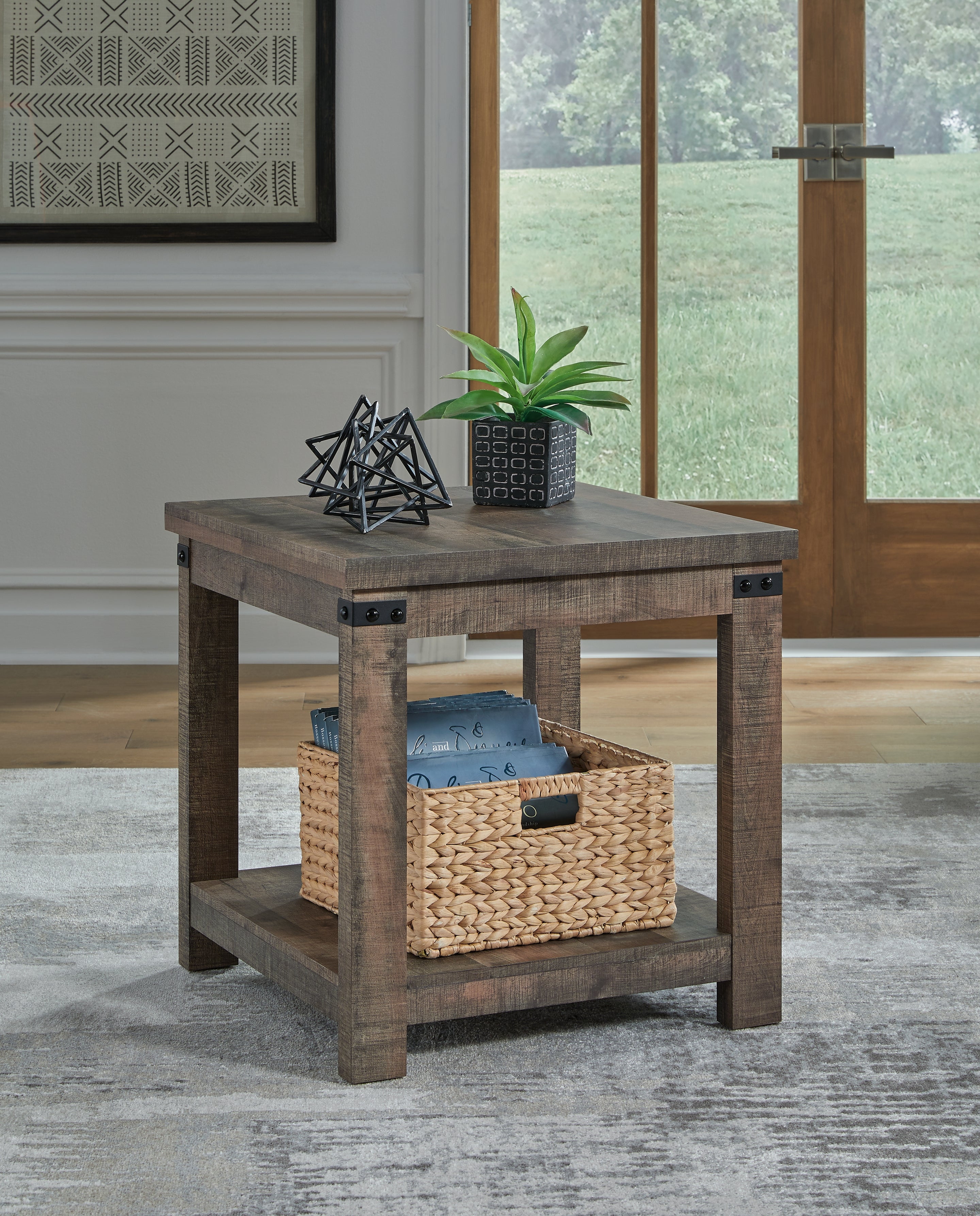Warmstead Furniture - Ashley Furniture - Hollum End Table - Square End Table / Rustic Brown - T466-2