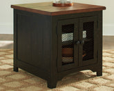 Warmstead Furniture - Ashley Furniture - Valebeck End Table - Rectangular End Table / Black/Brown - T468-3