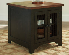 Warmstead Furniture - Ashley Furniture - Valebeck End Table - Rectangular End Table / Black/Brown - T468-3
