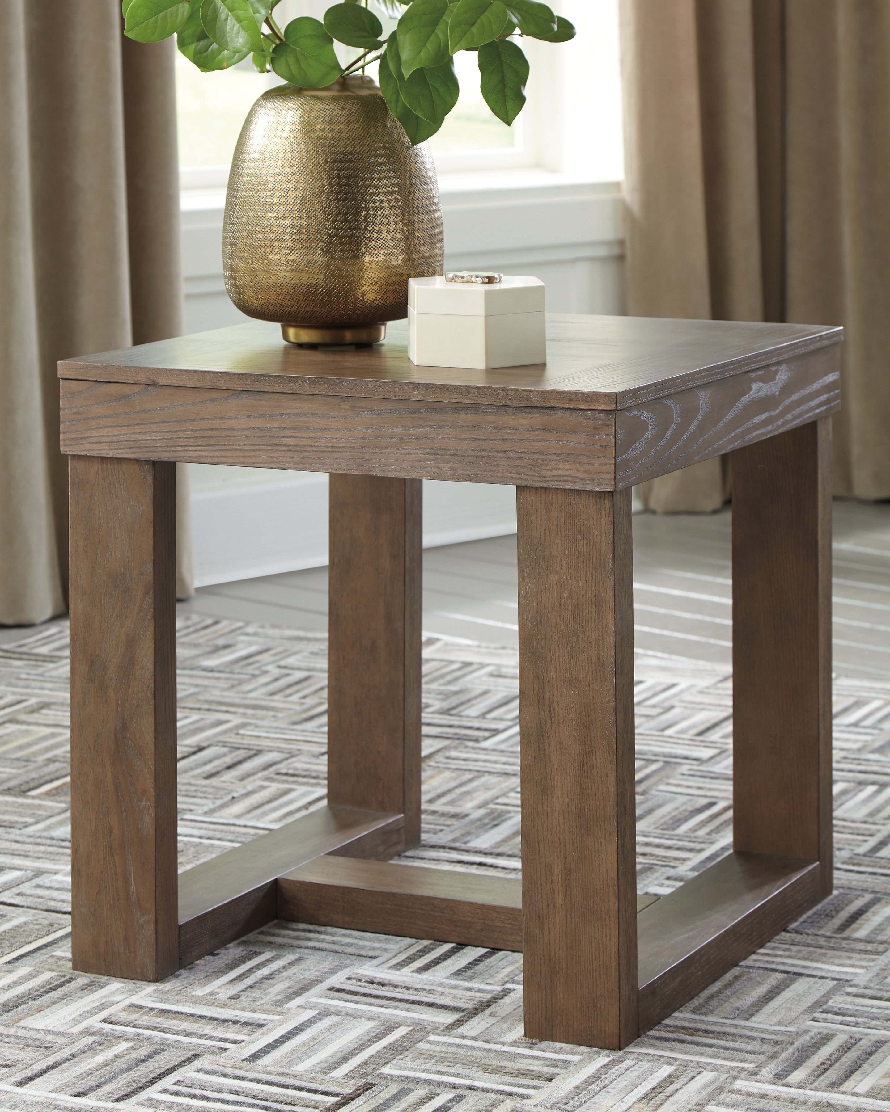 Warmstead Furniture - Ashley Furniture - Cariton End Table - Square End Table / Gray - T471-2
