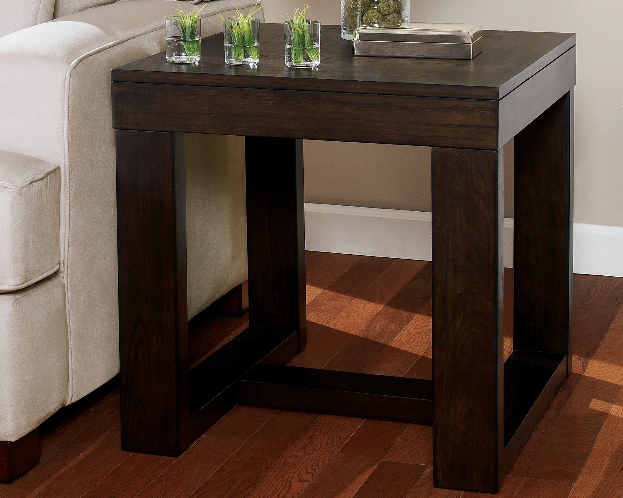 Warmstead Furniture - Ashley Furniture - Watson End Table - Square End Table / Dark Brown - T481-2