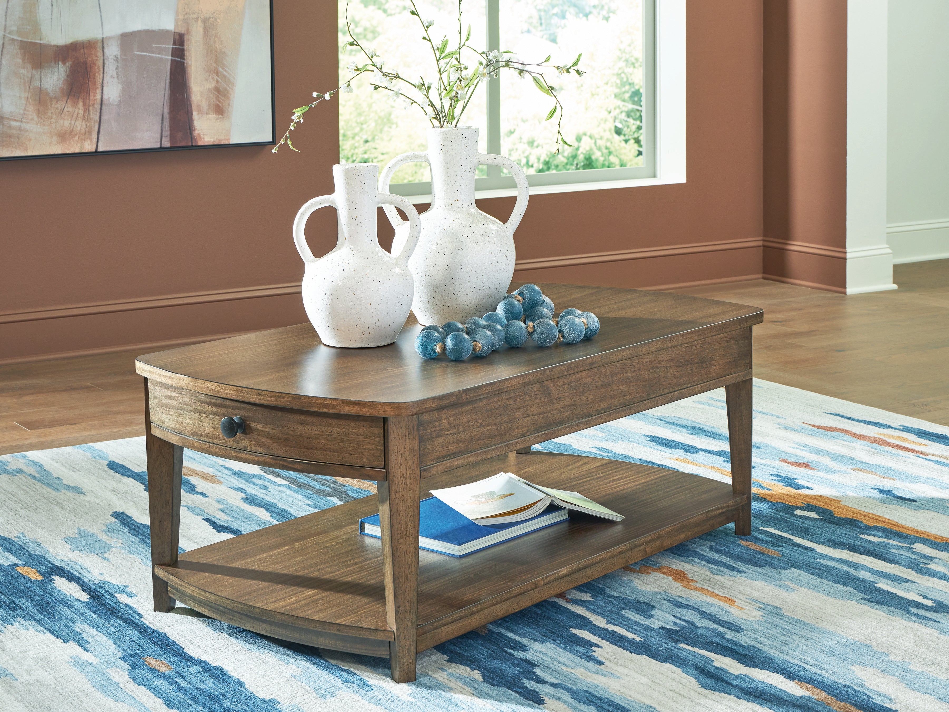 Warmstead Furniture - Ashley Furniture - Burkbyer Coffee Table - Rectangular Cocktail Table / Brown - T513-1
