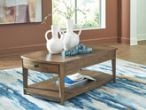 Warmstead Furniture - Ashley Furniture - Burkbyer Coffee Table - Rectangular Cocktail Table / Brown - T513-1