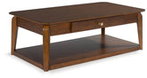 Warmstead Furniture - Ashley Furniture - Trenmour Coffee Table - Rectangular Cocktail Table / Medium Brown - T596-1
