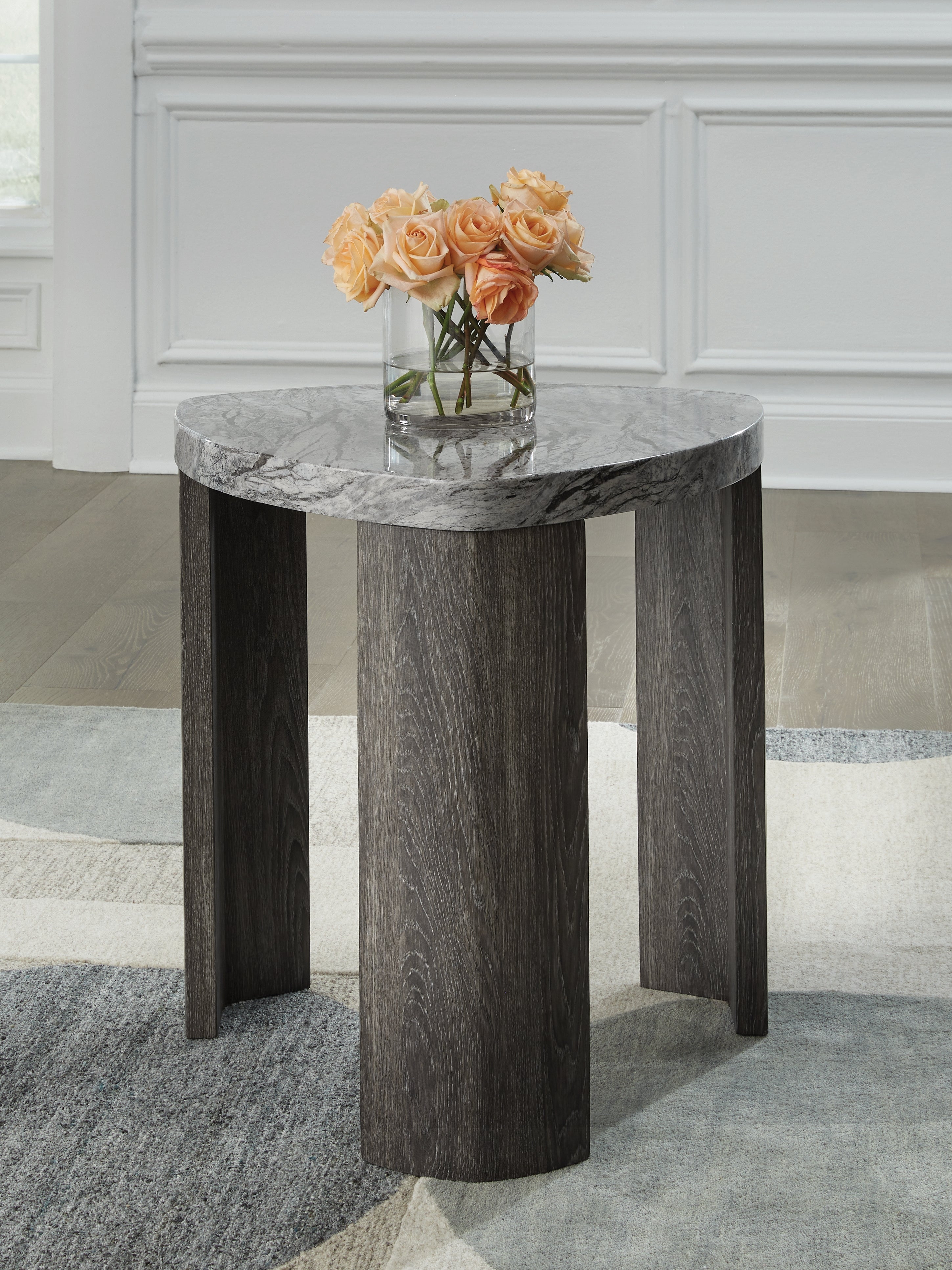 Warmstead Furniture - Ashley Furniture - Surmour End Table - Triangle End Table / Gray/Brown - T600-6
