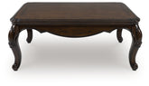 Warmstead Furniture - Ashley Furniture - Maylee Coffee Table - Rectangular Cocktail Table / Dark Brown - T617-1