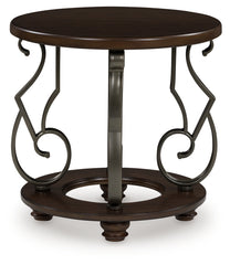 Warmstead Furniture - Ashley Furniture - Frallyn End Table - Round End Table / Dark Brown - T623-6