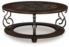Warmstead Furniture - Ashley Furniture - Frallyn Coffee Table - Round Cocktail Table / Dark Brown - T623-8