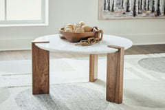 Warmstead Furniture - Ashley Furniture - Isanti Coffee Table - Rectangular Cocktail Table / Light Brown/White - T662-1