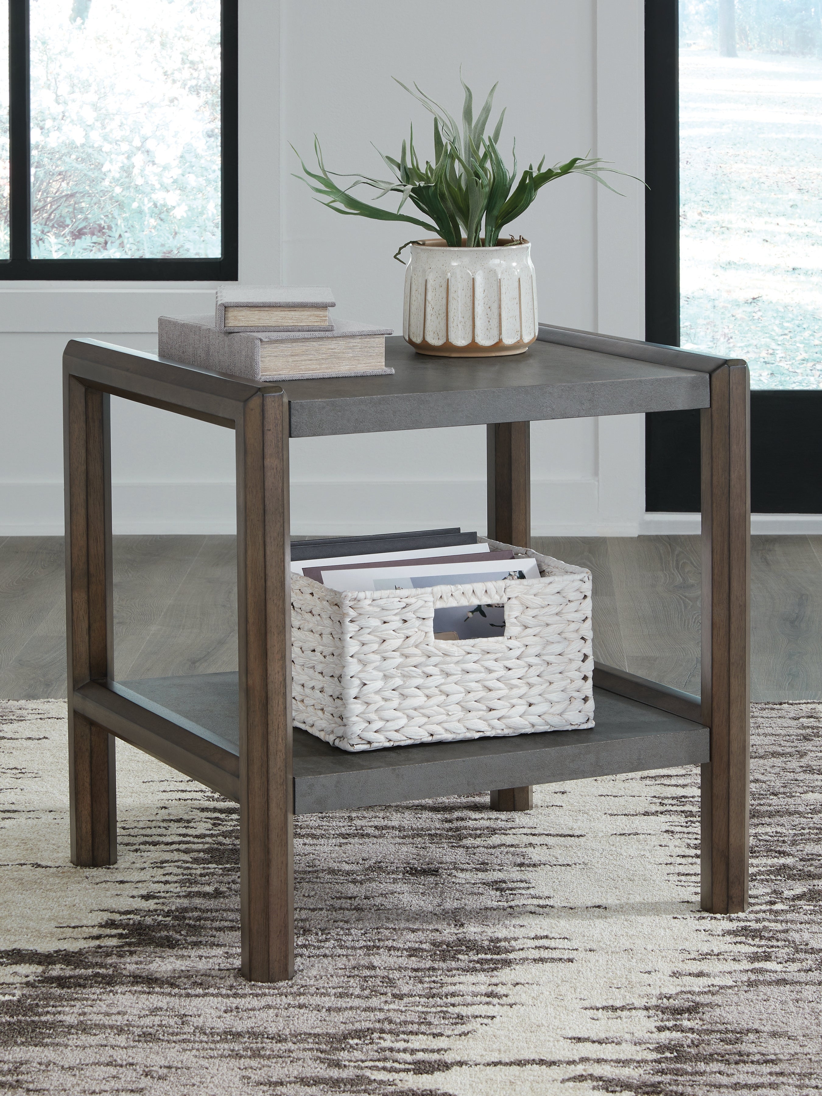 Warmstead Furniture - Ashley Furniture - Kallenny End Table - Rectangular End Table / Brown/Gray - T669-3
