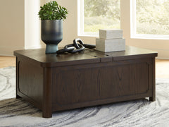 Warmstead Furniture - Ashley Furniture - Breckington Coffee Table With Storage - Cocktail Table with Storage / Dark Brown - T678-20