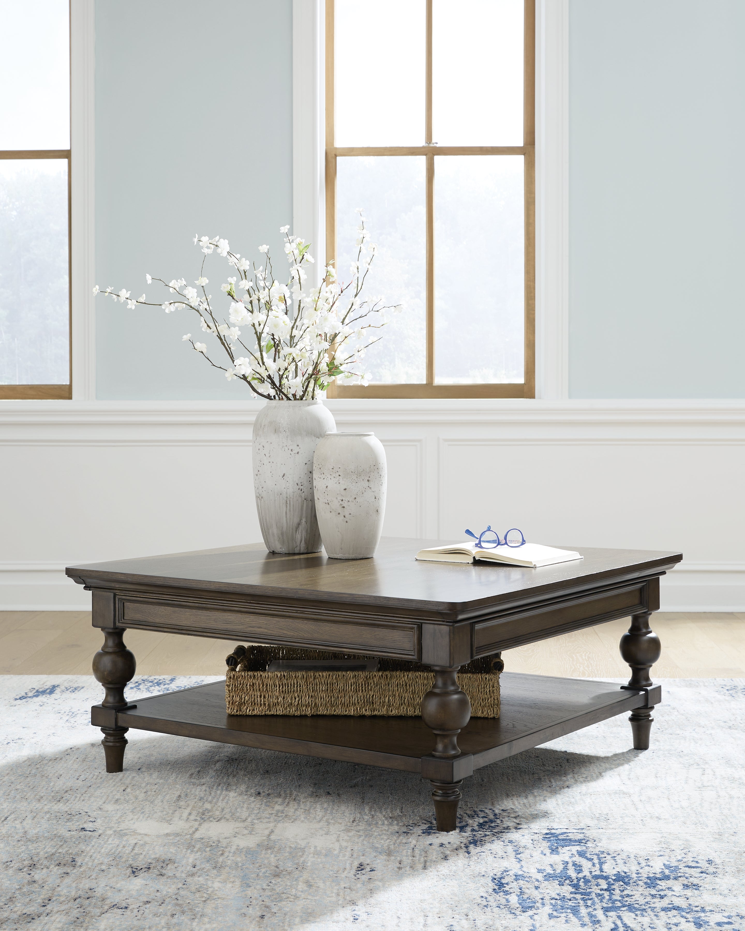 Warmstead Furniture - Ashley Furniture - Veramond Coffee Table - Square Cocktail Table / Dark Brown - T694-8