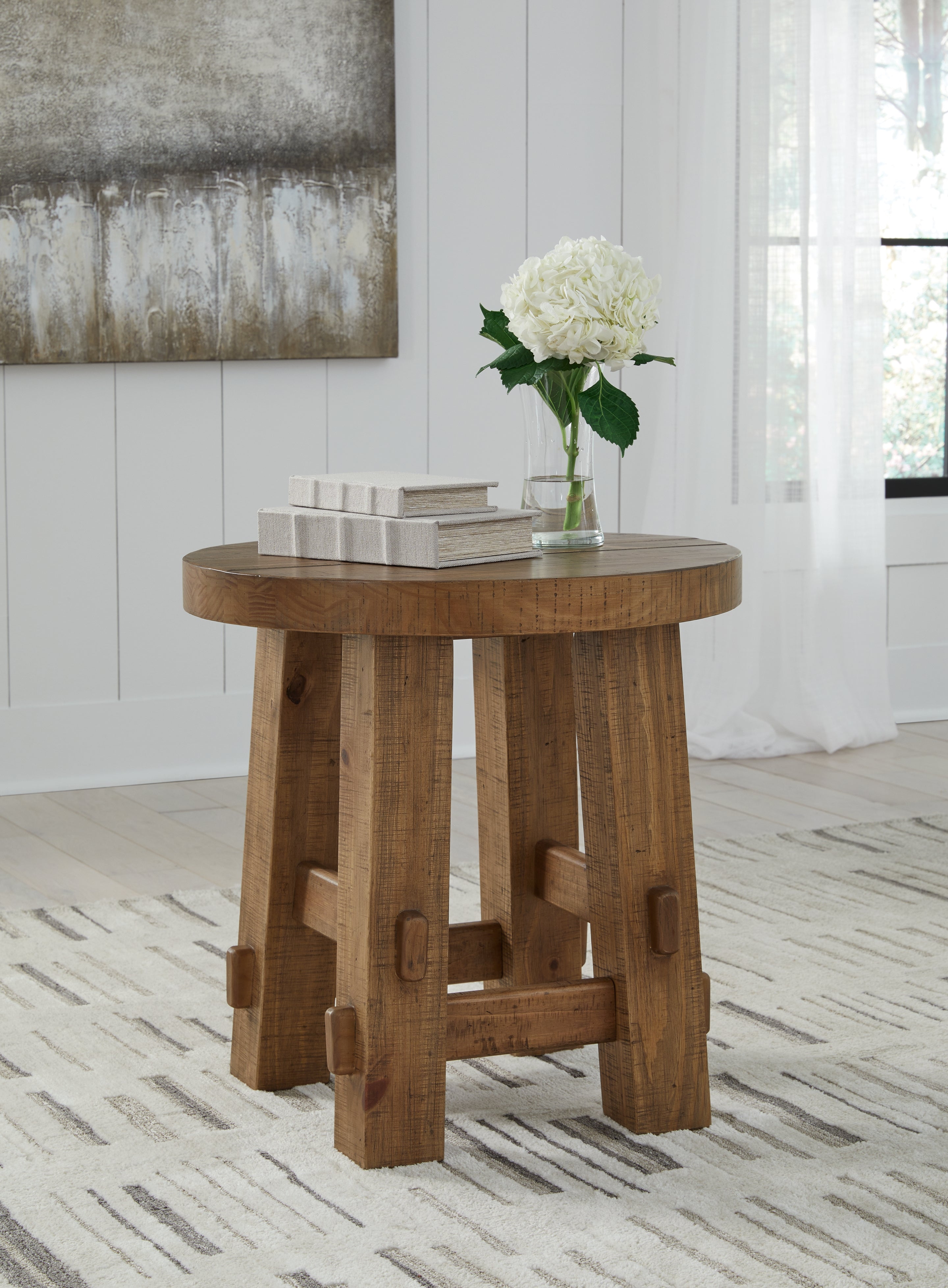 Warmstead Furniture - Ashley Furniture - Mackifeld End Table - Round End Table / Warm Brown - T724-6