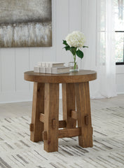 Warmstead Furniture - Ashley Furniture - Mackifeld End Table - Round End Table / Warm Brown - T724-6