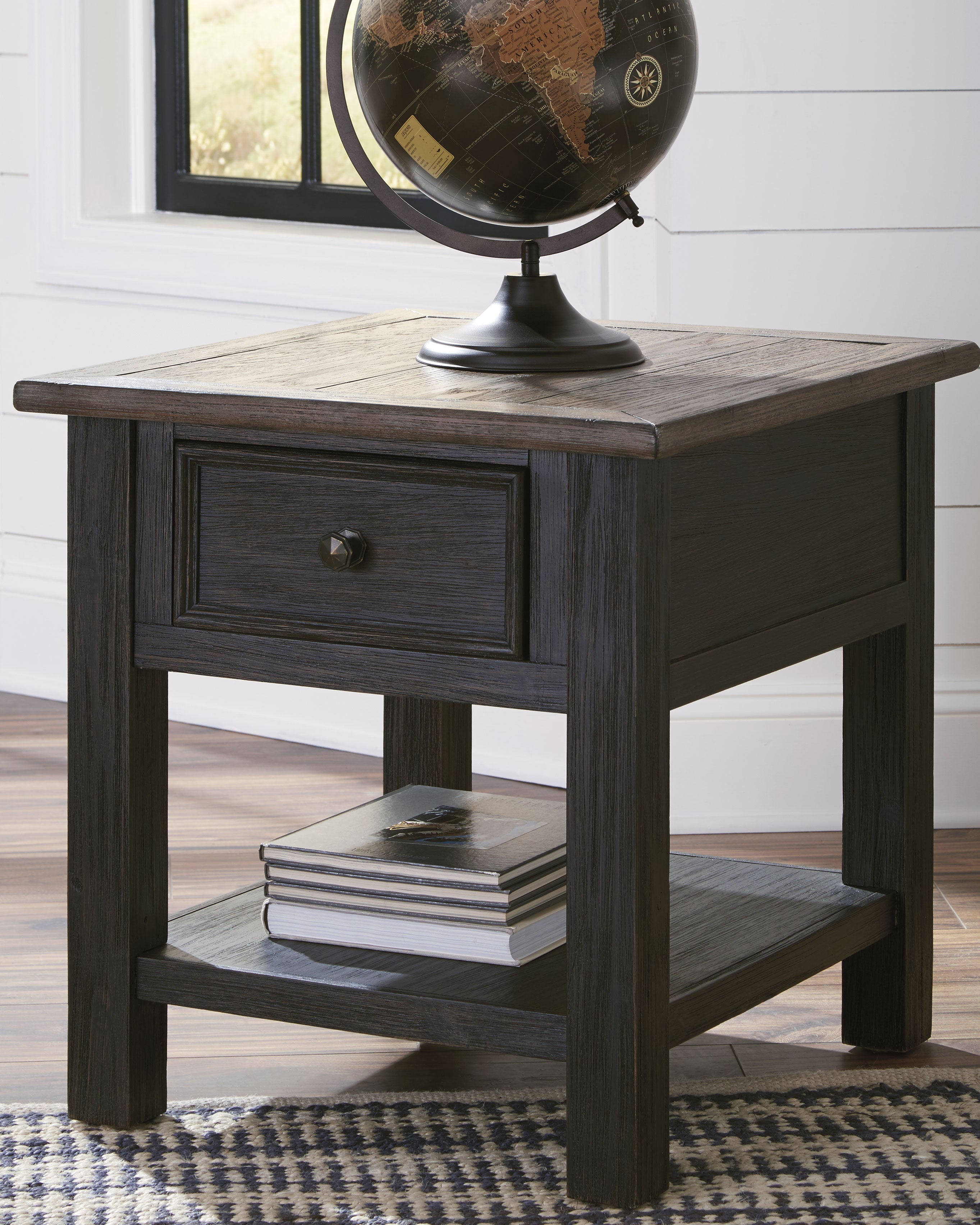 Warmstead Furniture - Ashley Furniture - Tyler Creek End Table - Rectangular End Table / Grayish Brown/Black - T736-3