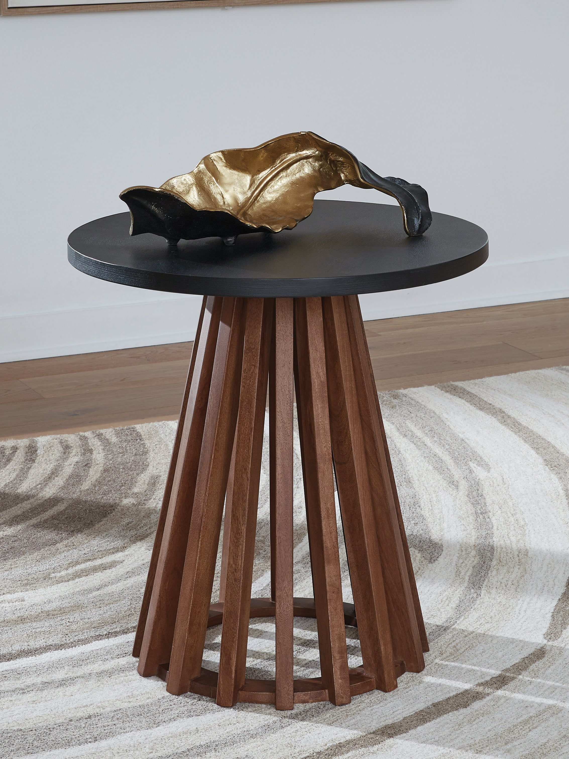 Warmstead Furniture - Ashley Furniture - Kallari End Table - Round End Table / Warm Brown/Black - T737-6