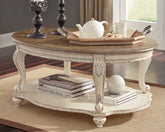 Warmstead Furniture - Ashley Furniture - Realyn Coffee Table - Oval Cocktail Table / White/Brown - T743-0