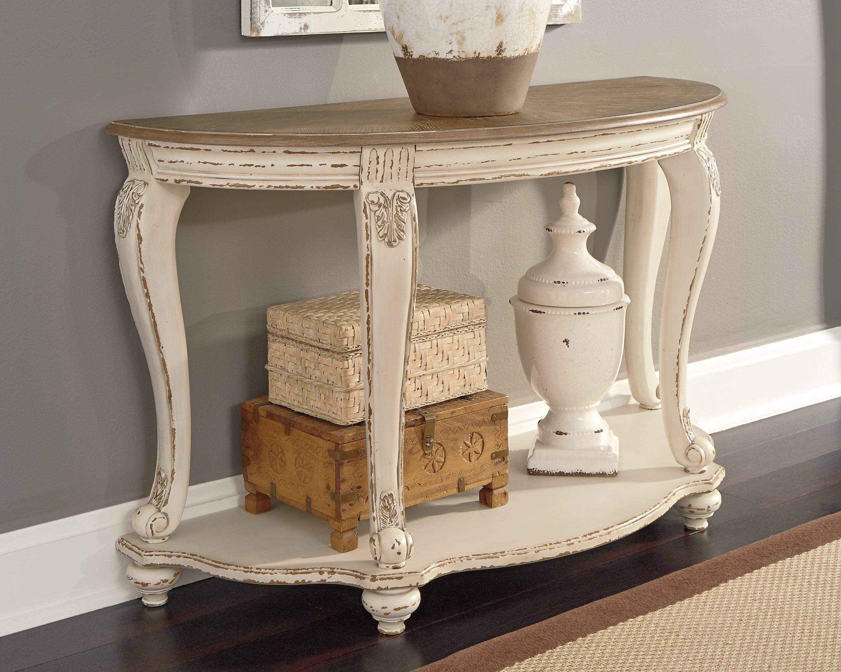 Warmstead Furniture - Ashley Furniture - Realyn Sofa Table - Sofa Table / White/Brown - T743-4