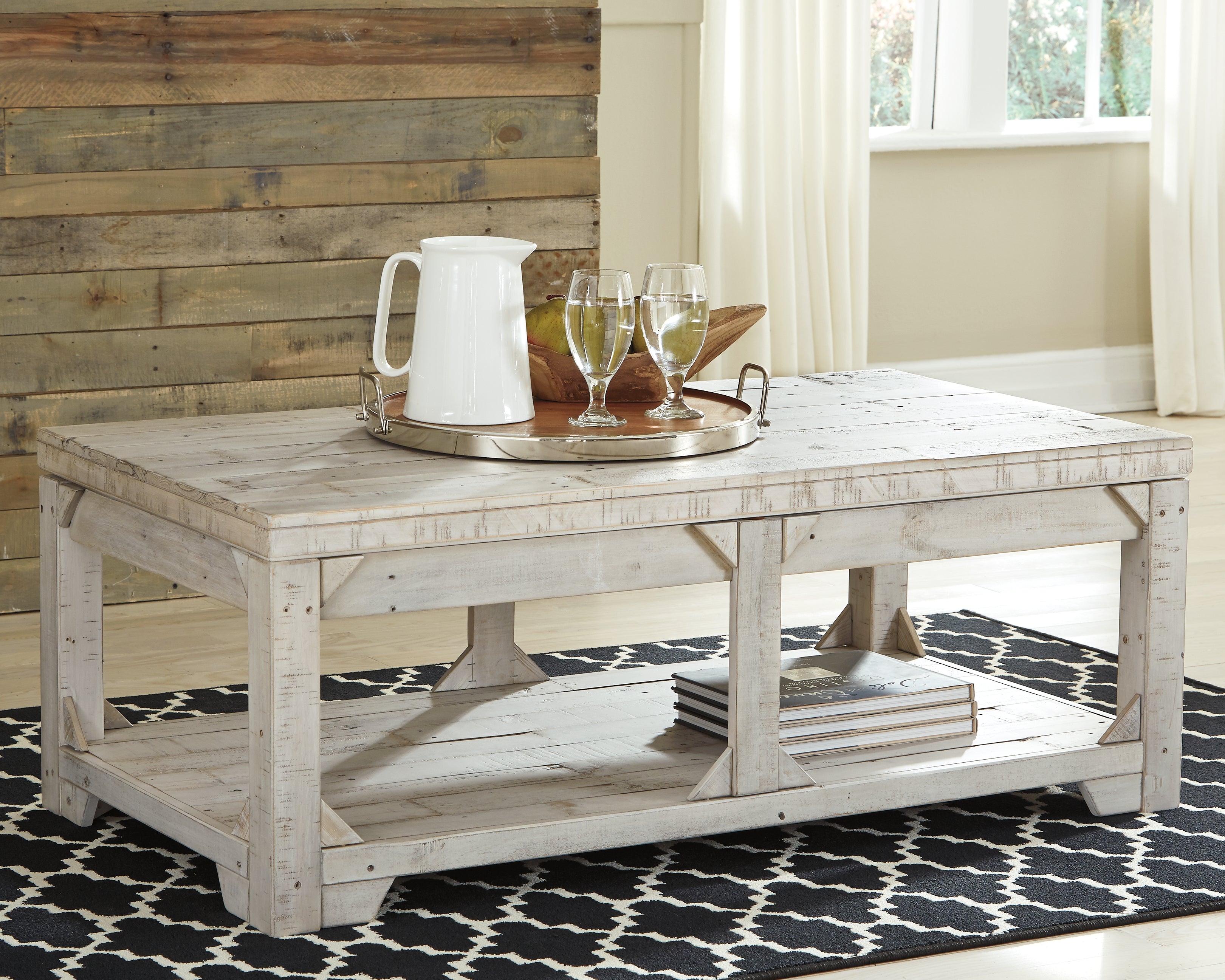 Warmstead Furniture - Ashley Furniture - Fregine Coffee Table with Lift Top - Lift Top Cocktail Table / Whitewash - T755-9