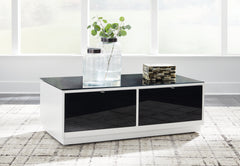 Warmstead Furniture - Ashley Furniture - Gardoni Coffee Table - Rectangular Cocktail Table / White/Black - T756-1