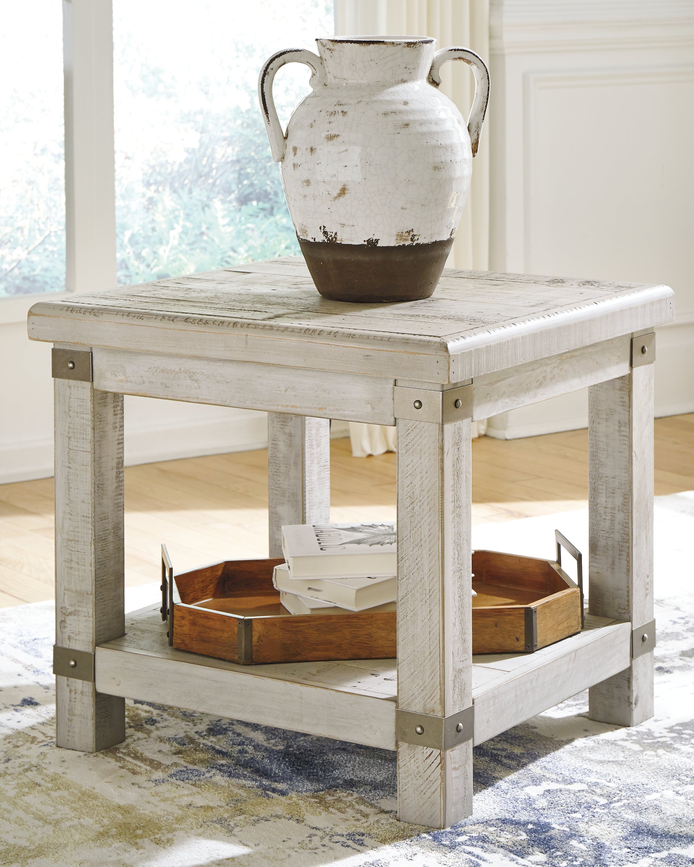 Warmstead Furniture - Ashley Furniture - Carynhurst End Table - Rectangular End Table / Whitewash - T929-3