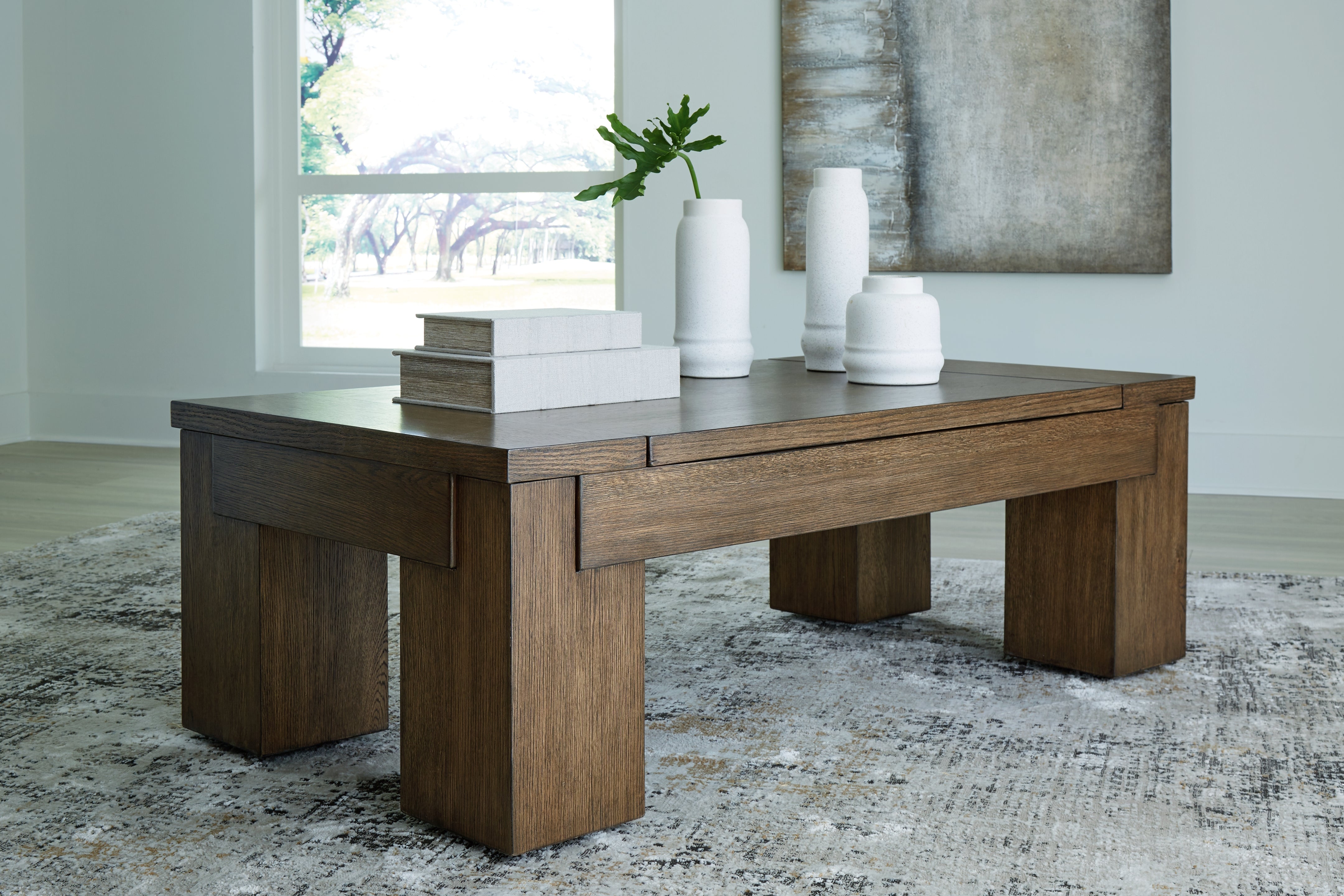 Warmstead Furniture - Ashley Furniture - Rosswain Lift-Top Coffee Table - Lift Top Cocktail Table / Warm Brown - T763-9