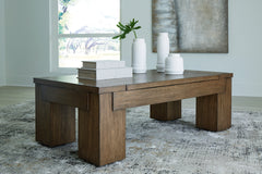 Warmstead Furniture - Ashley Furniture - Rosswain Lift-Top Coffee Table - Lift Top Cocktail Table / Warm Brown - T763-9