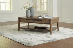 Warmstead Furniture - Ashley Furniture - Roanhowe Coffee Table - Rectangular Cocktail Table / Brown - T769-1