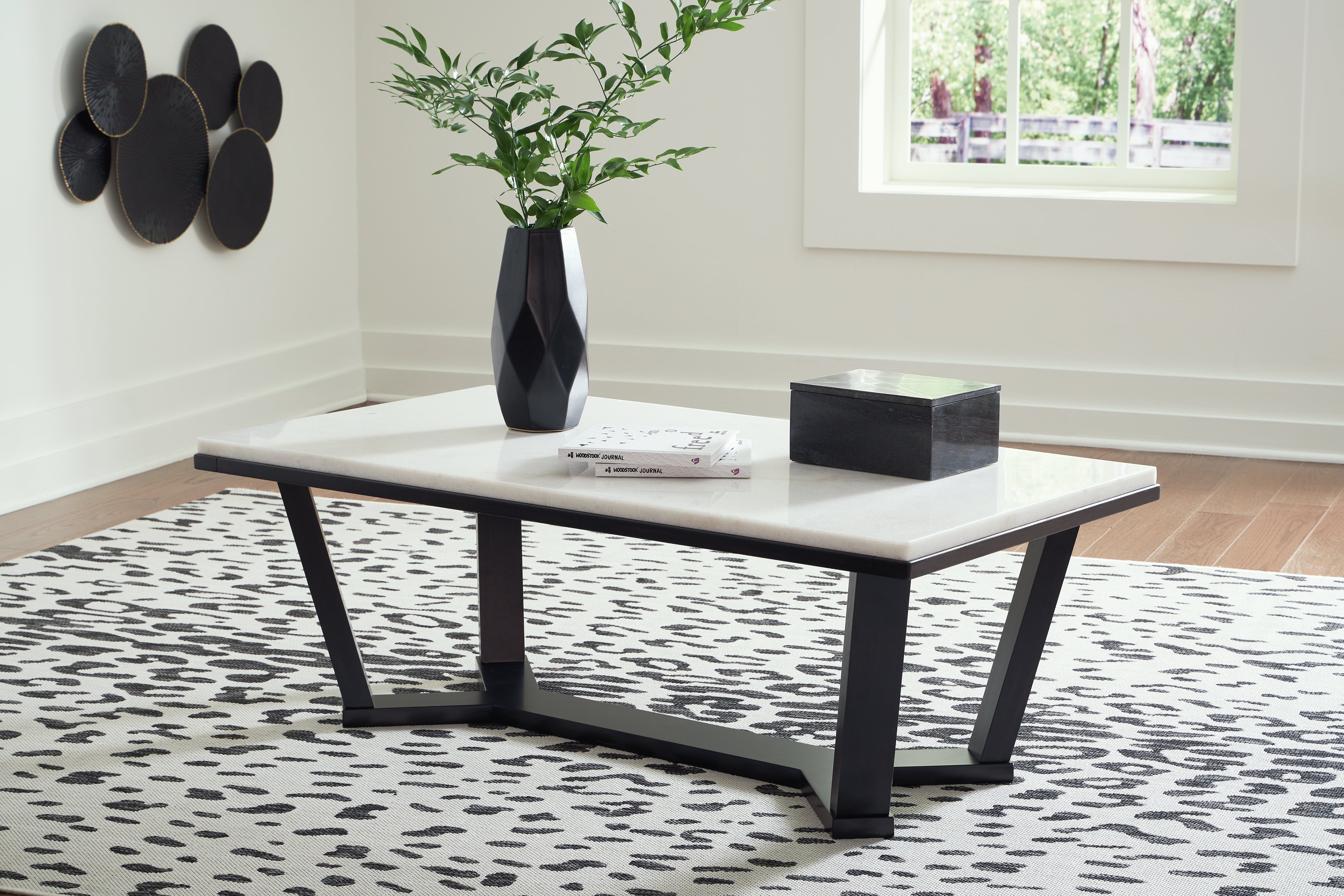 Warmstead Furniture - Ashley Furniture - Fostead Coffee Table - Rectangular Cocktail Table / White/Espresso - T770-1