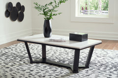 Warmstead Furniture - Ashley Furniture - Fostead Coffee Table - Rectangular Cocktail Table / White/Espresso - T770-1