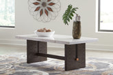 Warmstead Furniture - Ashley Furniture - Burkhaus Coffee Table - Rectangular Cocktail Table / White/Dark Brown - T779-1