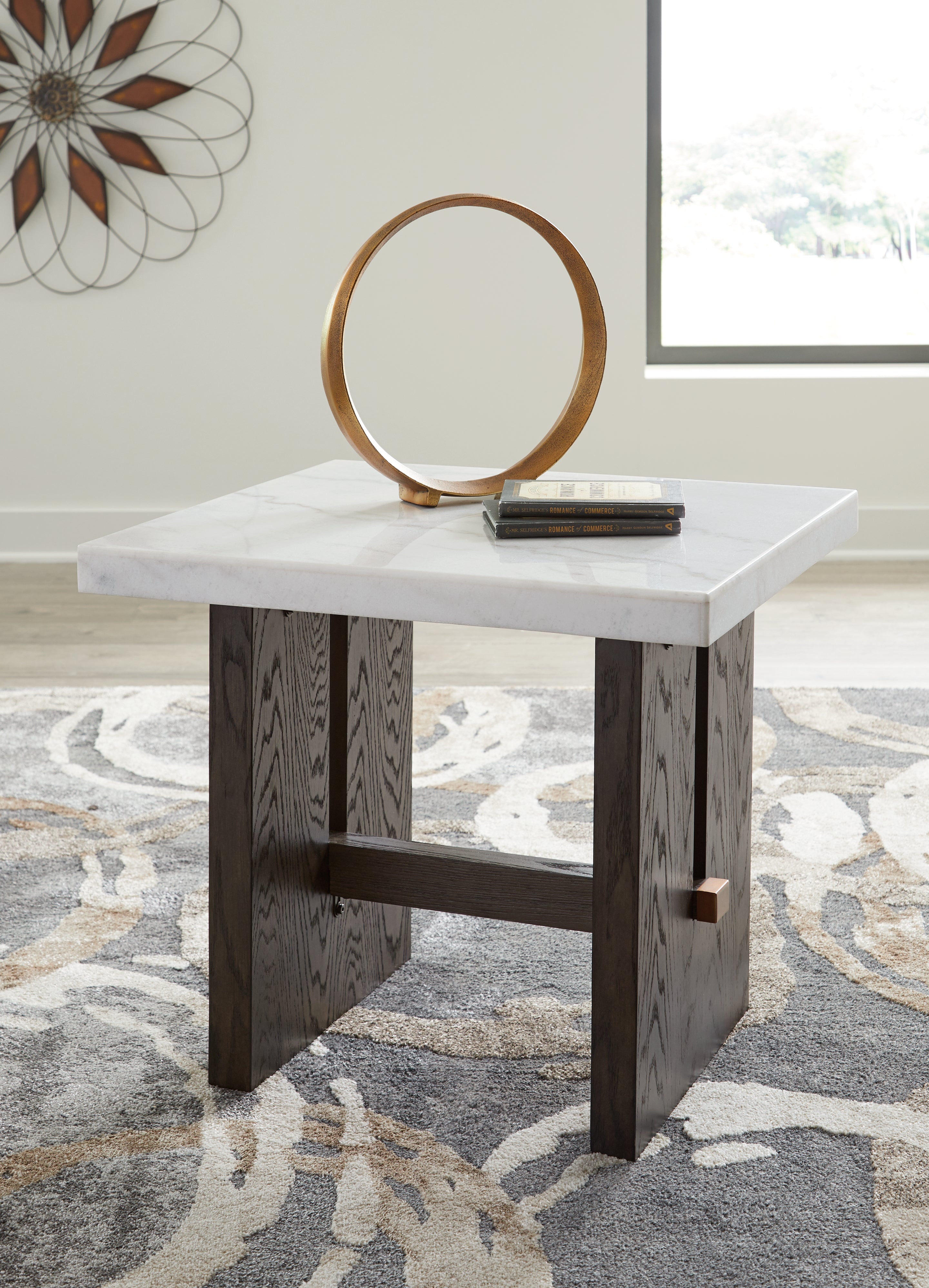 Warmstead Furniture - Ashley Furniture - Burkhaus End Table - Rectangular End Table / White/Dark Brown - T779-3