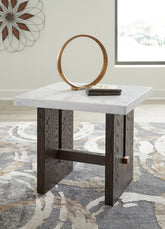 Warmstead Furniture - Ashley Furniture - Burkhaus End Table - Rectangular End Table / White/Dark Brown - T779-3