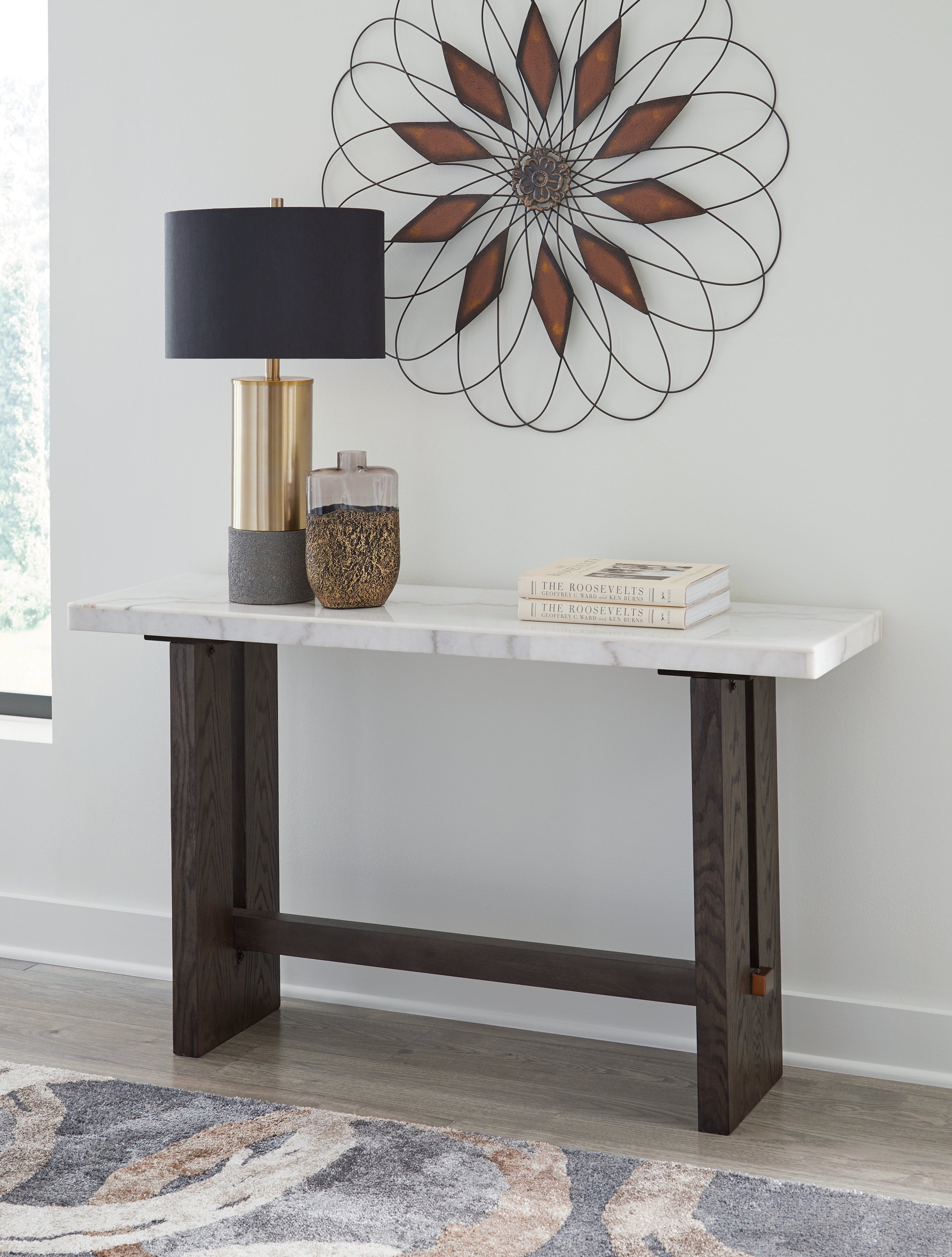Warmstead Furniture - Ashley Furniture - Burkhaus Sofa Table - Sofa Table / White/Dark Brown - T779-4