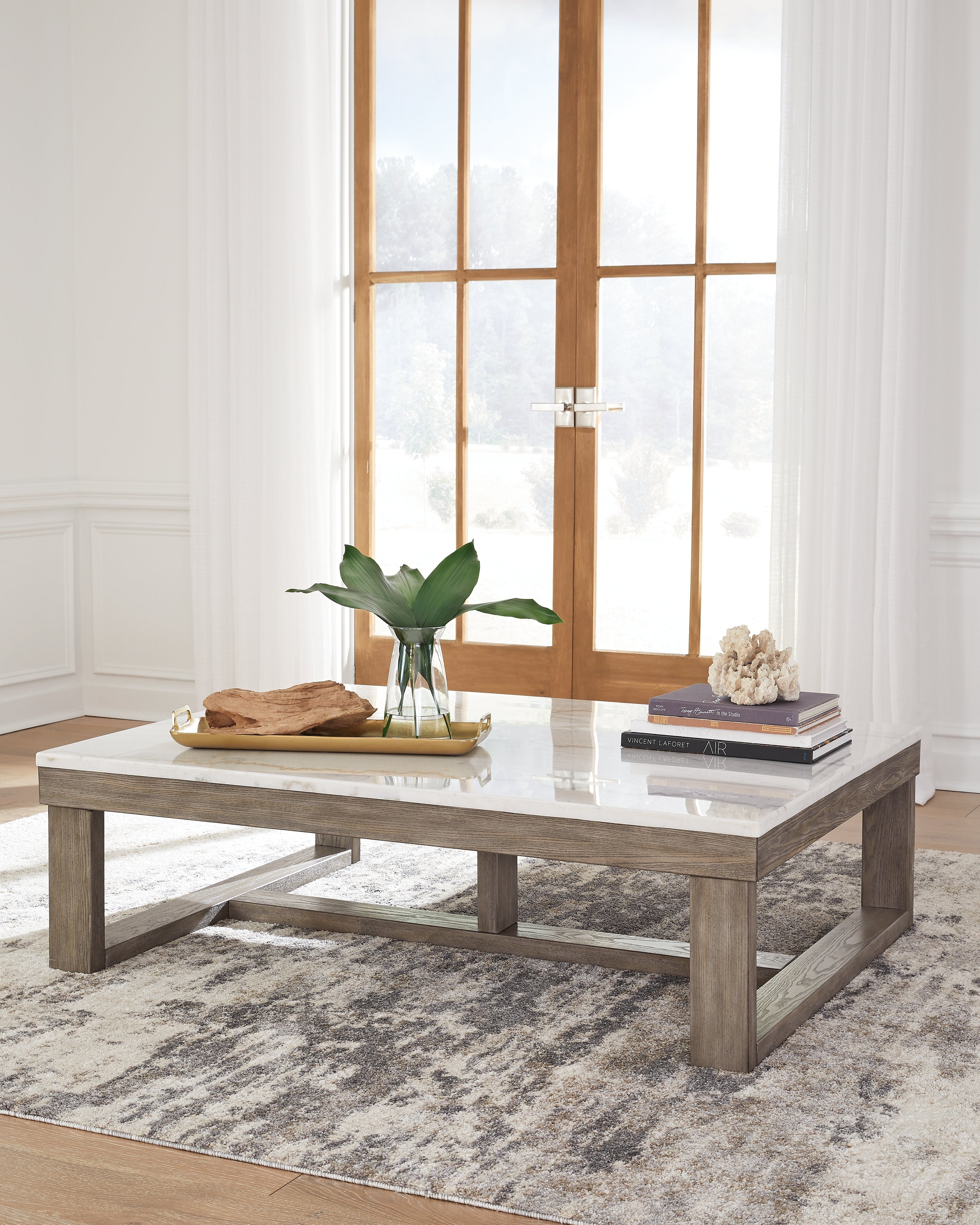 Warmstead Furniture - Ashley Furniture - Loyaska Coffee Table - Rectangular Cocktail Table / Brown/Ivory - T789-1